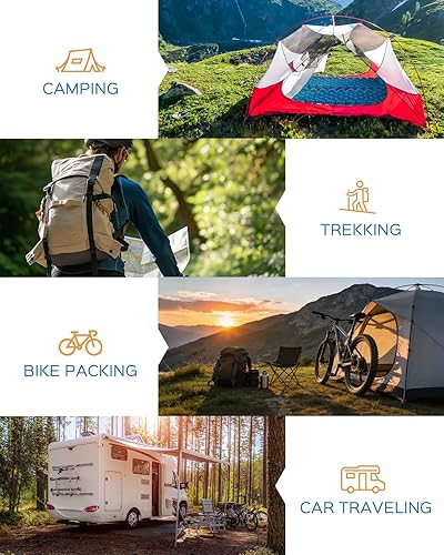 Miniatura 8 de covacure Colchoneta de dormir para camping, ultraligera autoinflable, con bomba de pie integrada, colchón de aire duradero e impermeable para Azul