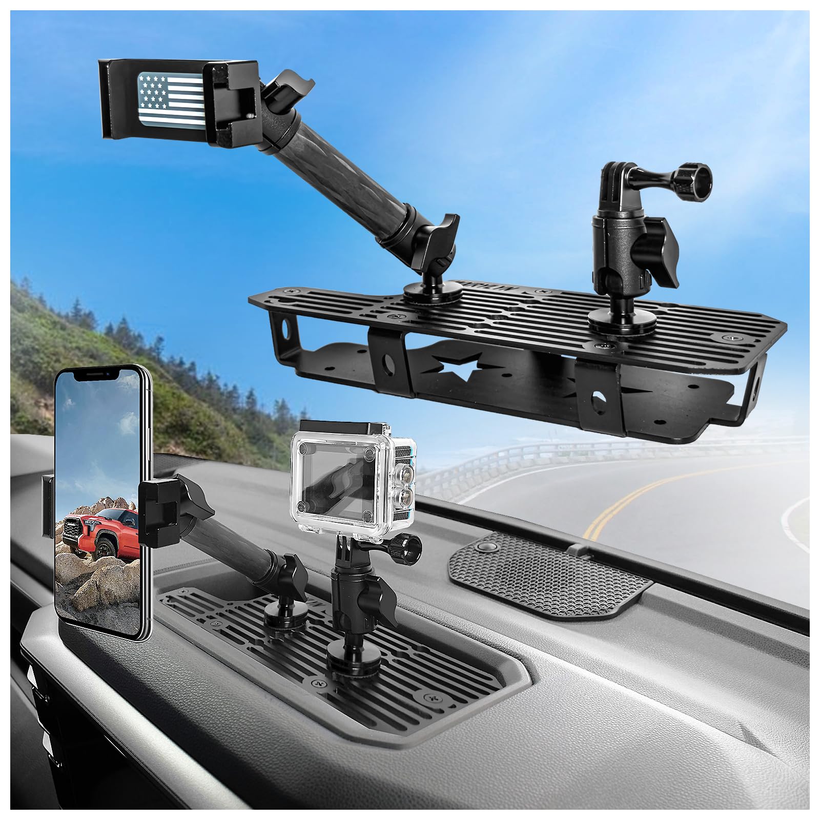 WXRYLYN 2024 Tundra Metal Dash Platform Phone Holder for 2022-2025 2026 Tundra & Sequoia