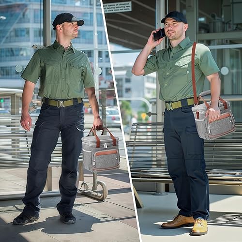 Miniatura 5 de Beaulyn Lonchera para hombres, bolsa de almuerzo de construcción expandible, lonchera más grande de doble cubierta, lonchera aislada resistente con