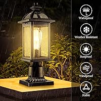 Vista 4 de Darkaway Luces de poste para exteriores, postes de iluminación al aire libre, luces de poste de aluminio impermeables con vidrio, luces de poste