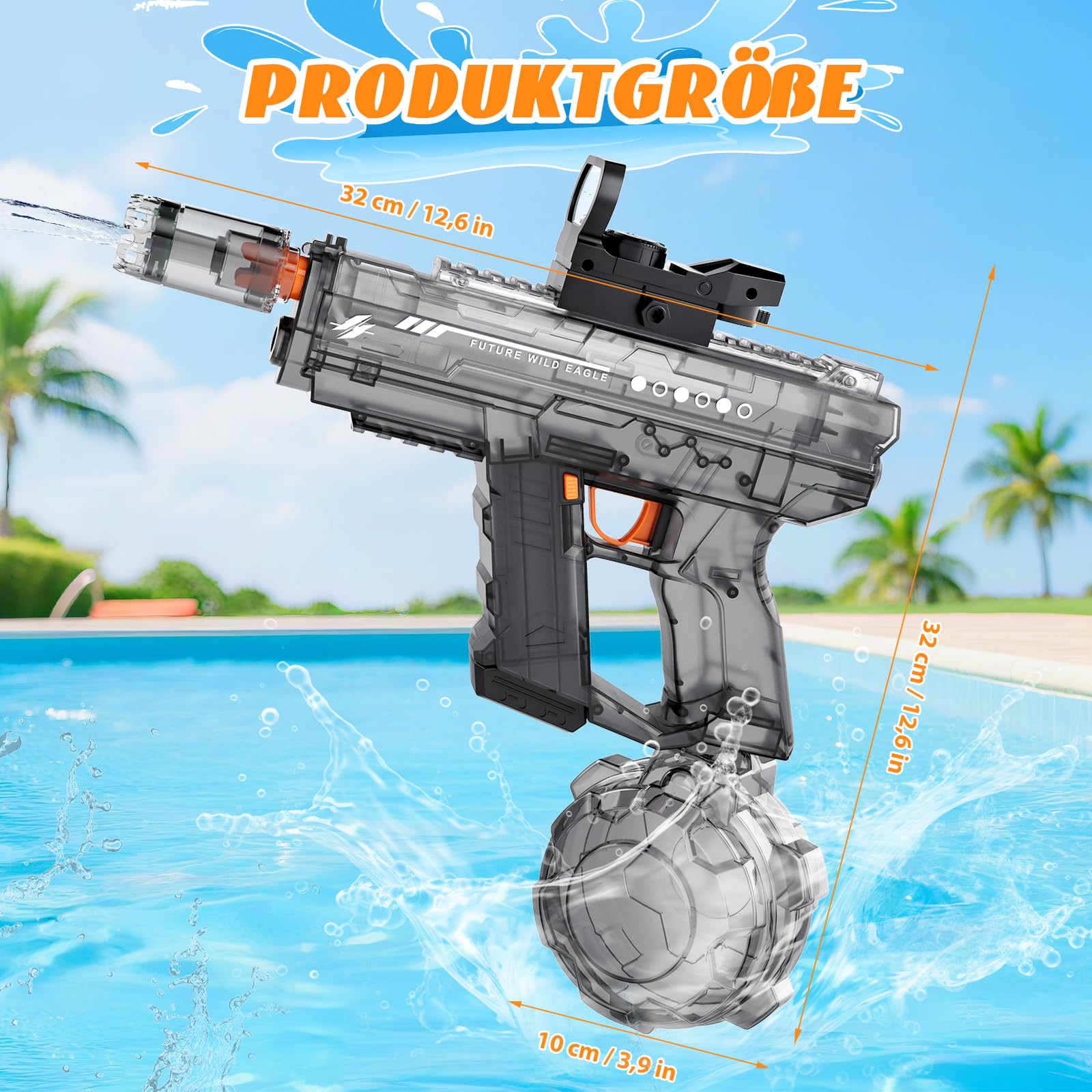 Elektrische Wasserpistole 2PCS, Automatische mit LED-Lichtern, Große Kapazität, Wasserpistole Elektrisch für Kinder und Erwachsene, Spielzeug für Sommer-Außen-Pool-Strand-Partys (Schwarz und Blau)