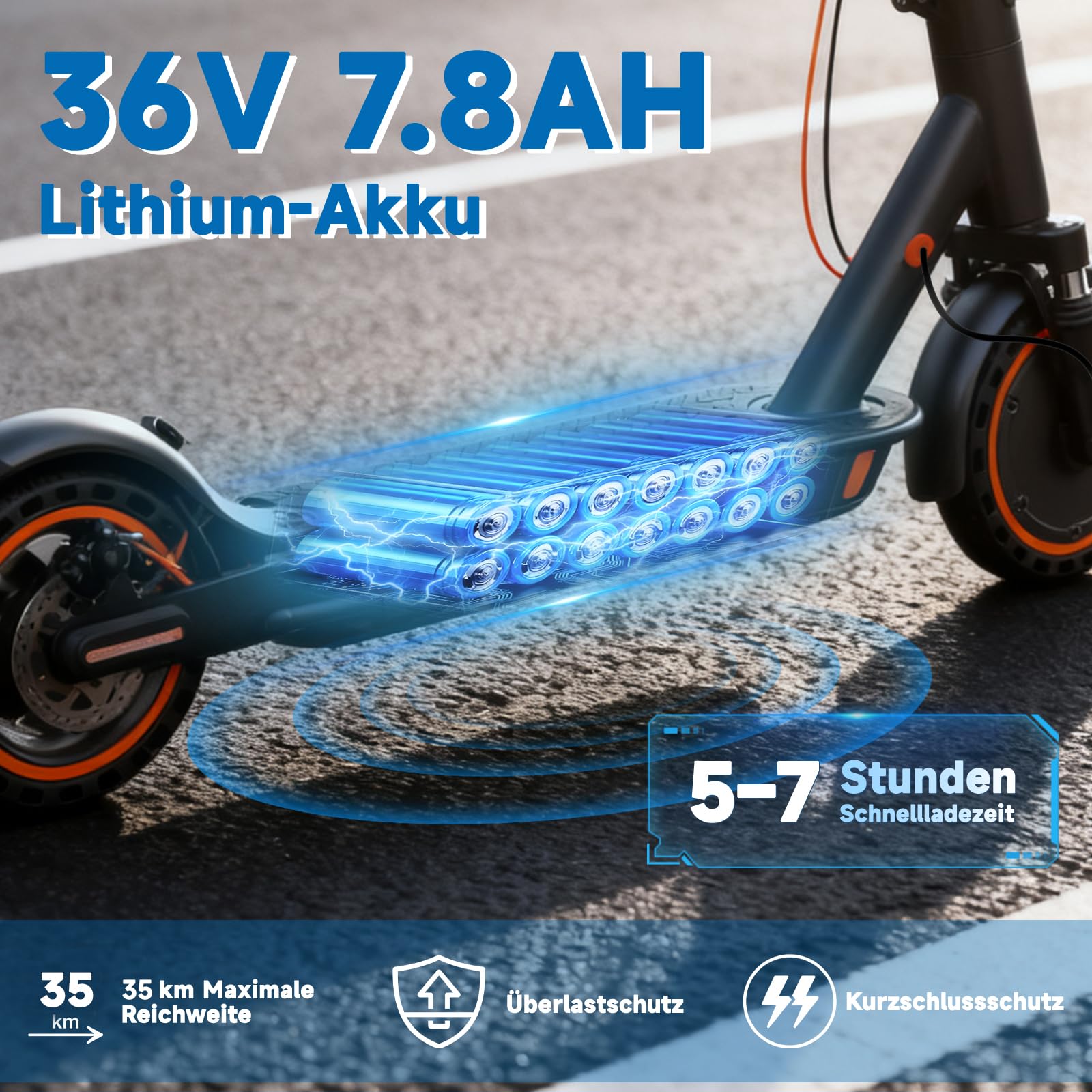 TODIMART E Scooter mit Straßenzulassung T6 DE Mit App, 35KM Reichweite, E Roller mit Doppelbremsen und Doppelfederungssystem, 120kg Tragkraft, Faltbarer Elektroscooter, 8,5 Fuß große Vollgummireifen
