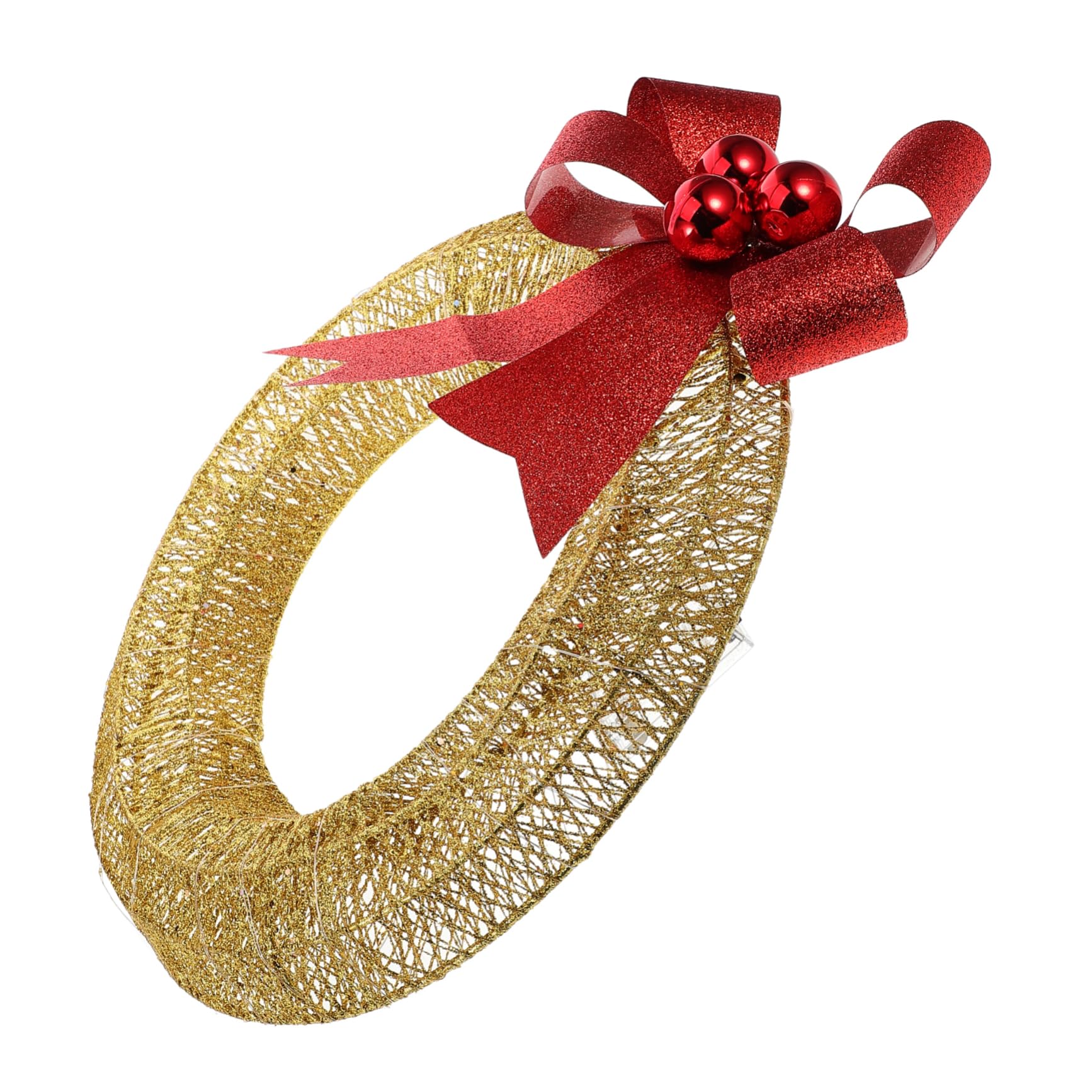 Zerodeko Festlicher Künstlicher Weihnachtskranz mit LED Beleuchtung und Goldener Schleife Metallisches Design Installieren Weihnachtsdekoration für Wohnzimmer und Feiertage