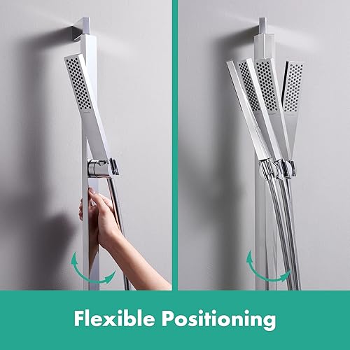 Miniatura 9 de hansgrohe Pulsify E 24371001 - Ducha de mano con 1 pulverizador de 3 pulgadas con barra deslizante y manguera en polvo, cromado, 24371001