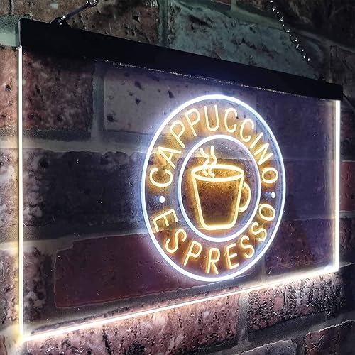 Miniatura 3 de ADVPRO Cappuccino - Letrero de neón LED de doble color, color blanco y amarillo, 16 x 12 pulgadas, st6s43-i0329-wy