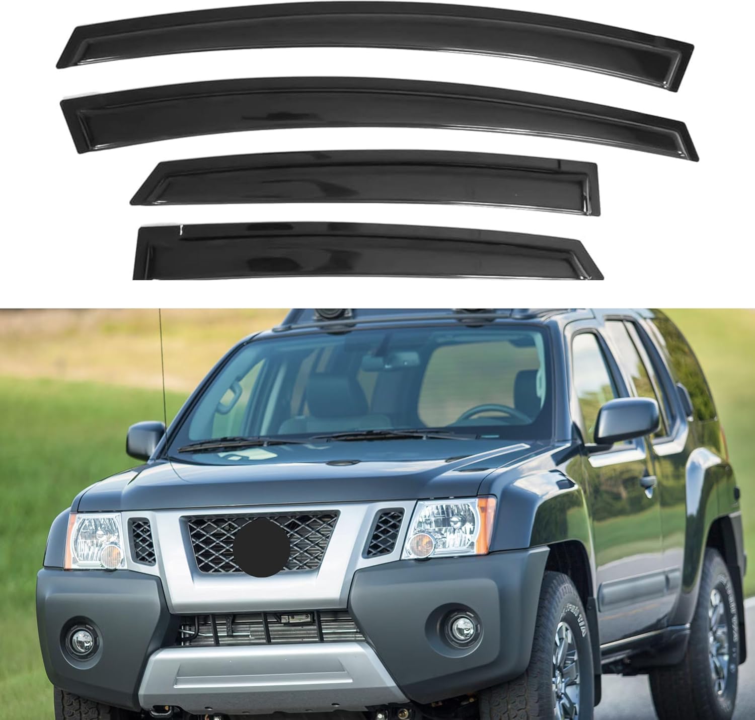 IG Window Visor for Nissan Xterra 2005-2016, Rain Guard Tape-On Extra Durable Wind Side Vent Window Deflector, 2005 2006 2007 2008 2009 2010 2011 2012 2013 2014 2015 2016 2005-2016 Xterra