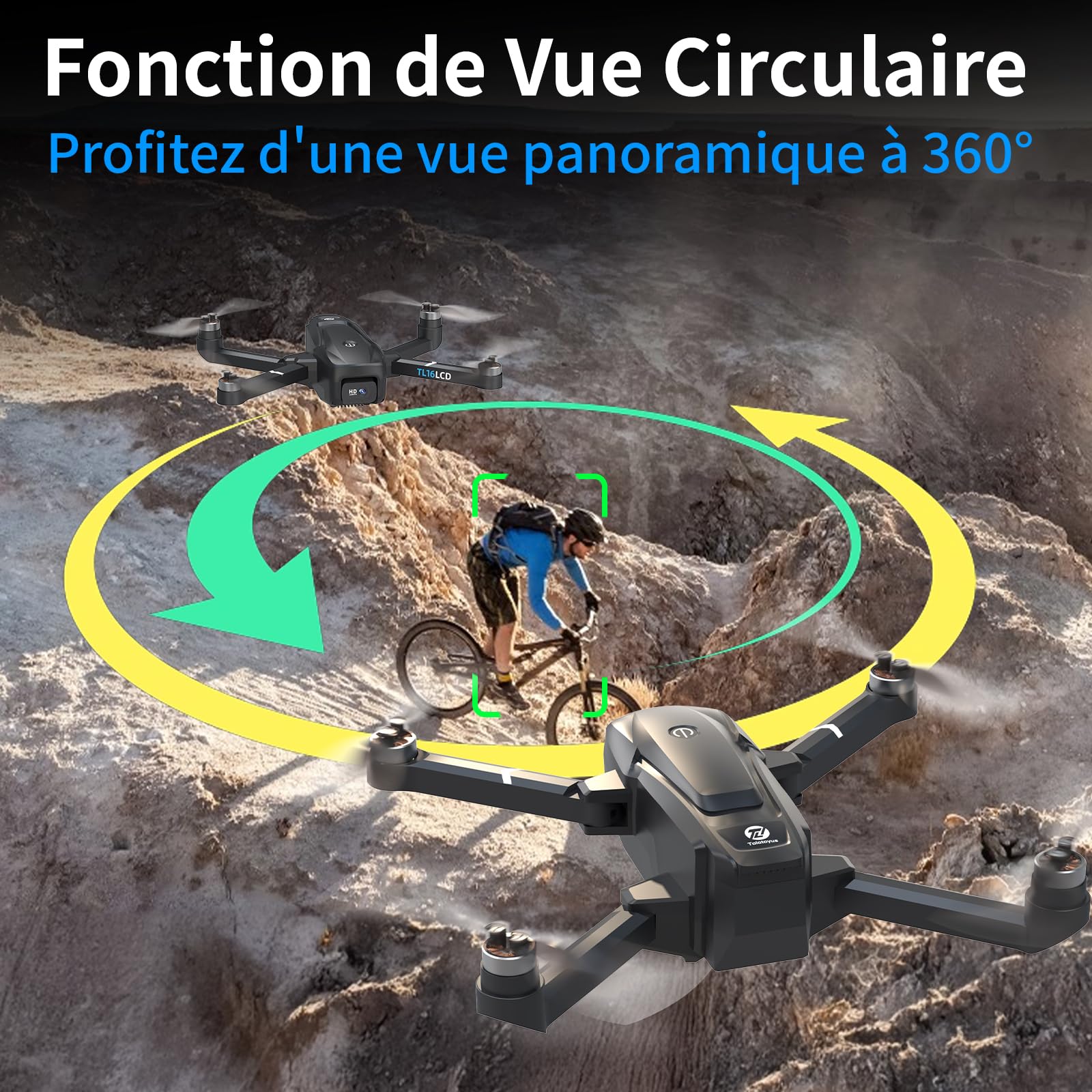 TL16LCD Drone avec Camera 4K, Drone GPS pour Débutants avec Télécommande LCD Retour Automatique Follow Me Transmission en Temps Réel 5G Drones FPV pour Adultes