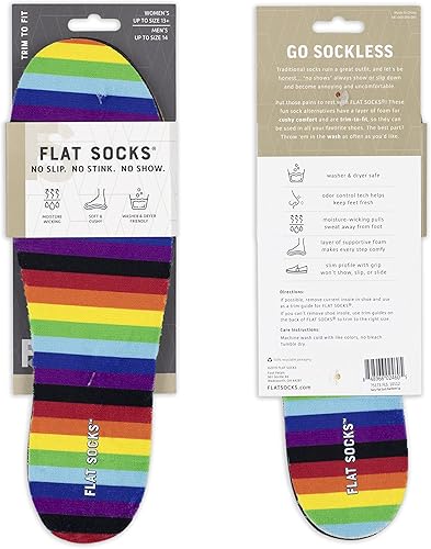 Vista 2 de FLAT SOCKS Womens No Show Socks, Sockless Shoe Liner, No Slipping, No Stinking, Washable Shoe Insert, Multi-Colored Patterns