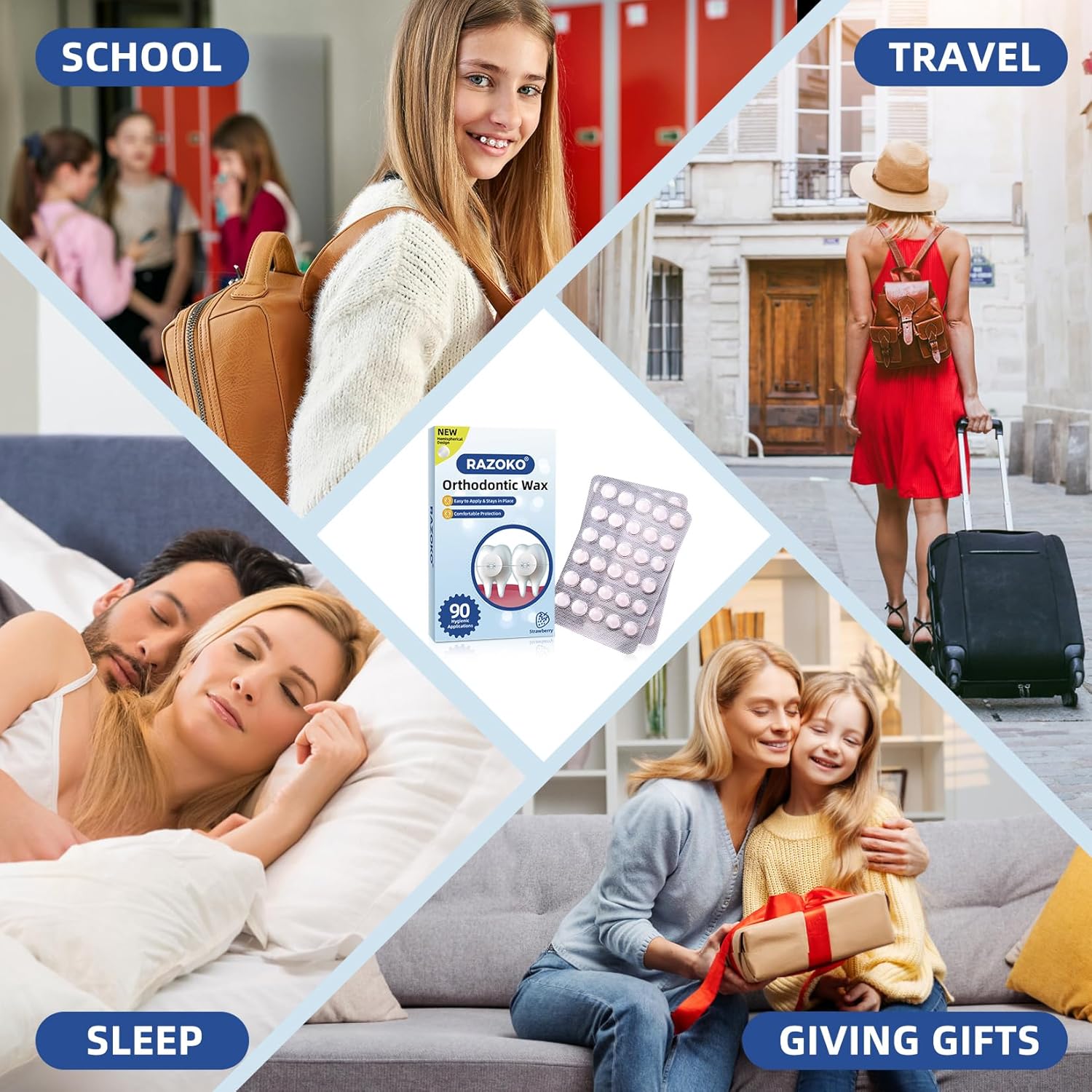 RAZOKO Orthodontic Wax for Braces Wax Dots 90 Individual Hygienic Packaging Dental Wax Strawberry 813p9JNtB5L. AC SL1500