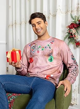 Magliette Natale Famiglia Felpe Natalizi Senza Cappuccio Divertente Renna Maglione Natalizio Invernale Eleganti Maglie Girocollo Simpatiche Oversize Brutti Pullover Natale Per Donna Uomo Bambina - Foto 14