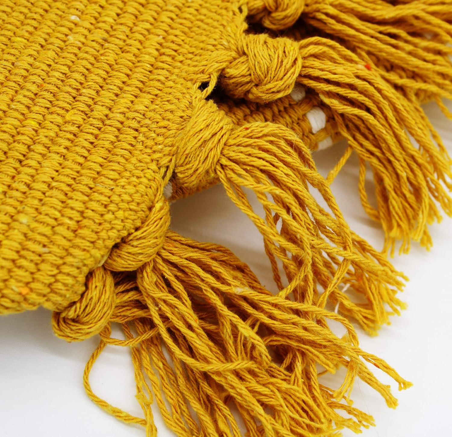 Bohemian Geometric Mustard Area Rug, 2'x3' Yellow, Machine Washable, Non-Slip, Low Pile, Hand Woven Cotton