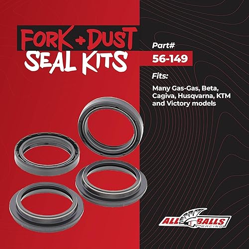 Miniatura 2 de All Balls Racing 56-149 Kit de retenes de horquilla y polvo compatible con/reemplazo para Gas-Gas Beta Cagiva Gas-Gas Husqvarna KTM Victory