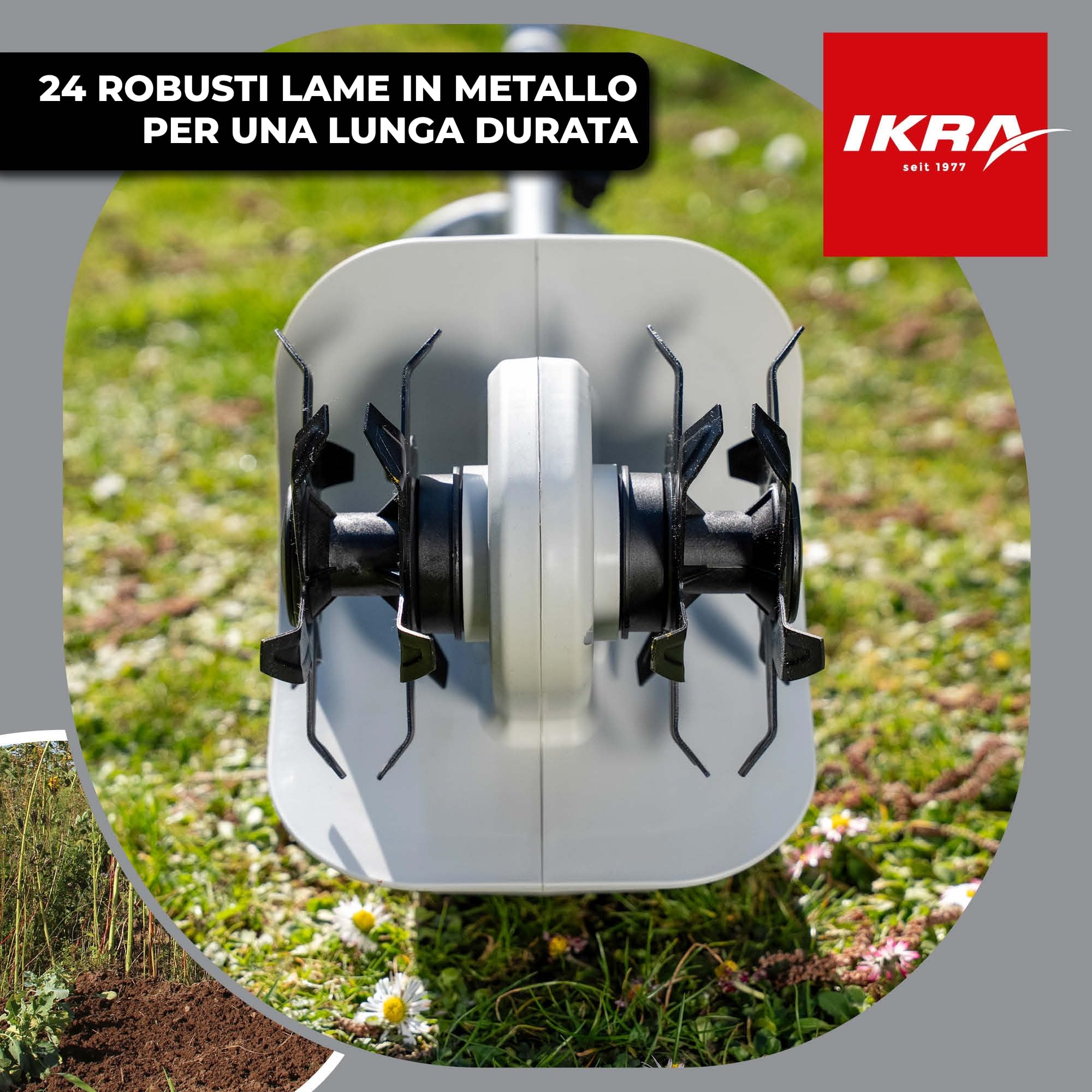 IKRA motozappa IAMH 20, larghezza 19cm, batteria e caricabatterie inclusi | Profondità di lavoro fino a 15,5 cm, leggero, ingombro ridotto una volta riposto, compatibile con batterie 20 V di IKRA