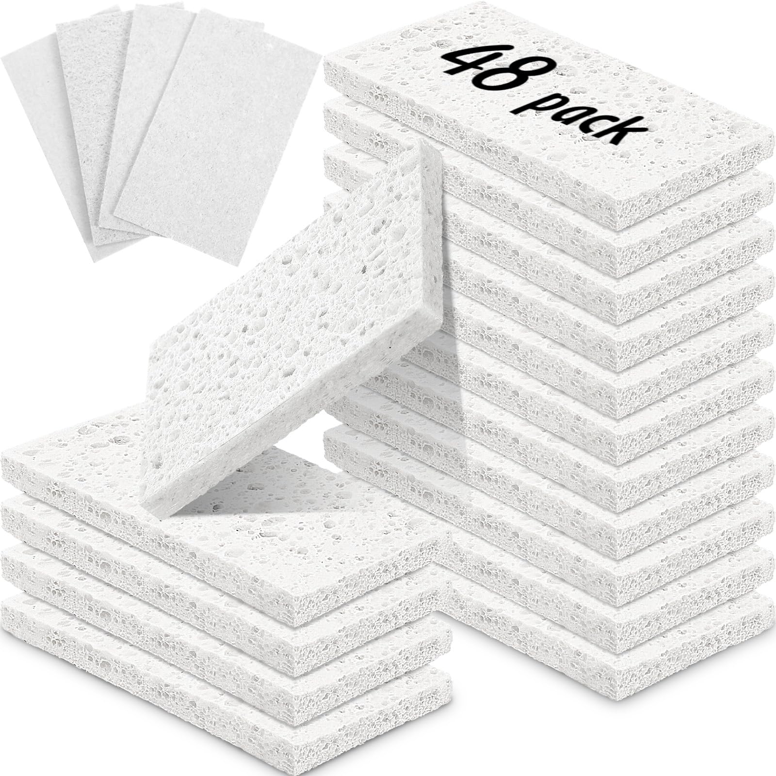Zhengmy 48 Pcs Sponges Bulk Sponges Kitchen Compressed Sponge, White