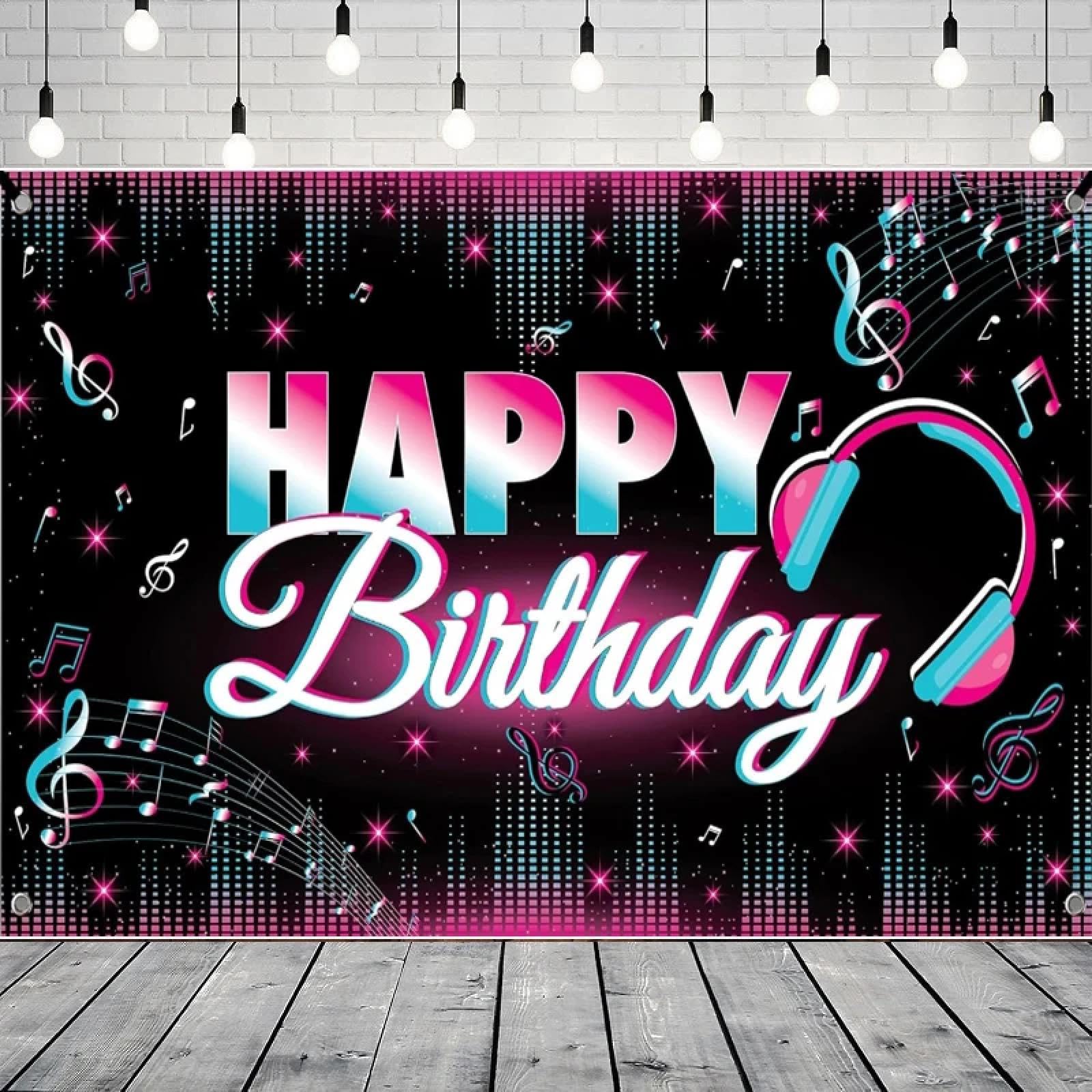Sfondo fotografico per decorazioni per feste di compleanno Musica Decorazione di compleanno Foto Backgeound Banner Poster
