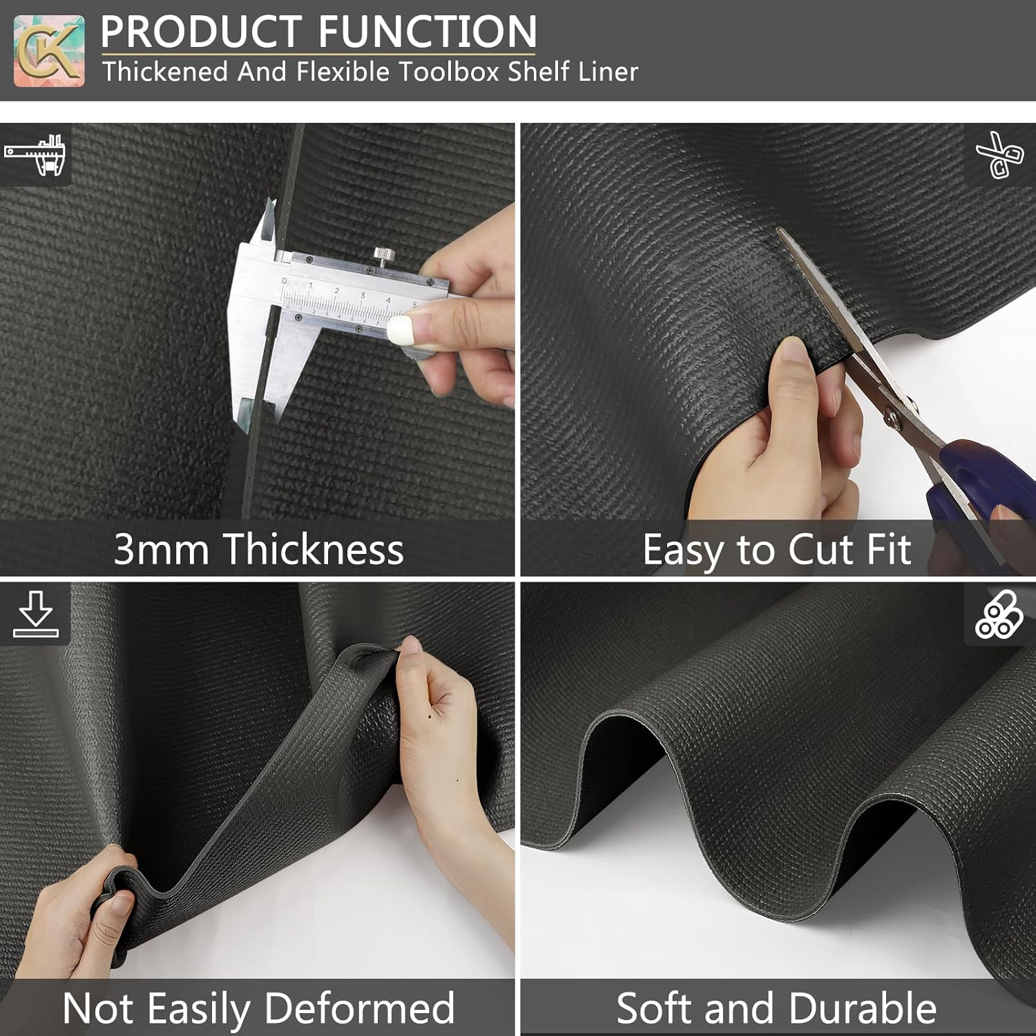 Foam Toolbox Liner Shelf Liner, Thickened Durable Pad Tool Box Mat for Protecting Your Tools, Work Surfaces, Garage, Chest (Black, 16 * 6)