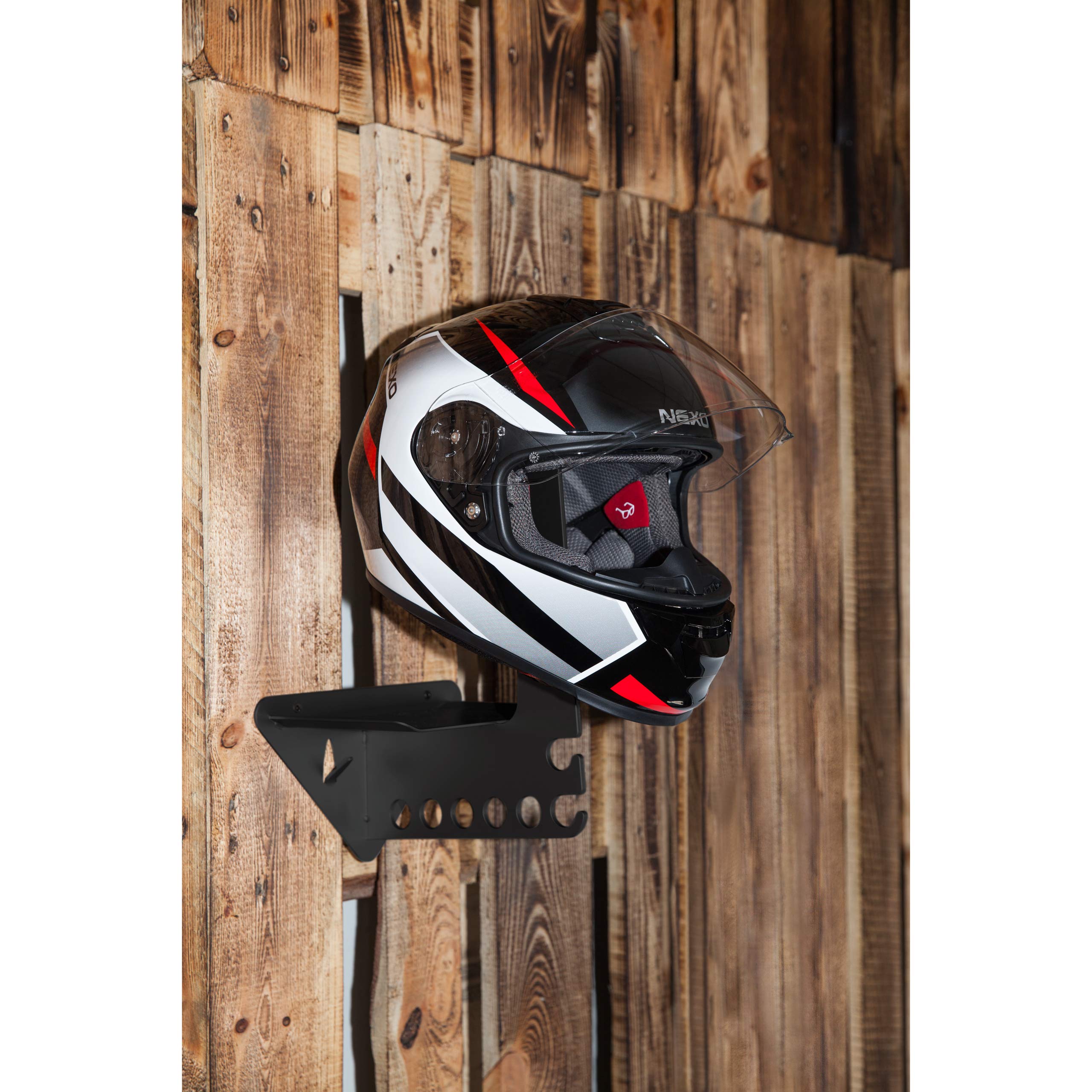 hi-Q Tools Helmgarderobe – Wandhalterung für 1-2 Helme – Schwarz – Stahl