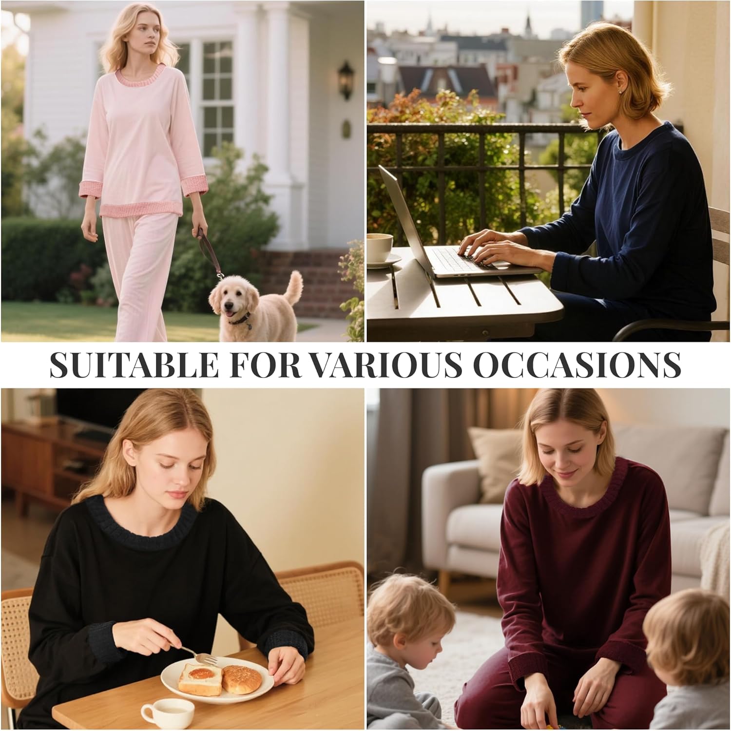 U2SKIIN Ultra Soft Lightweight Fleece Pajamas for Women - Cozy Long Sleeve Lounge Set, Perfect for Relaxing Nights - Image 2