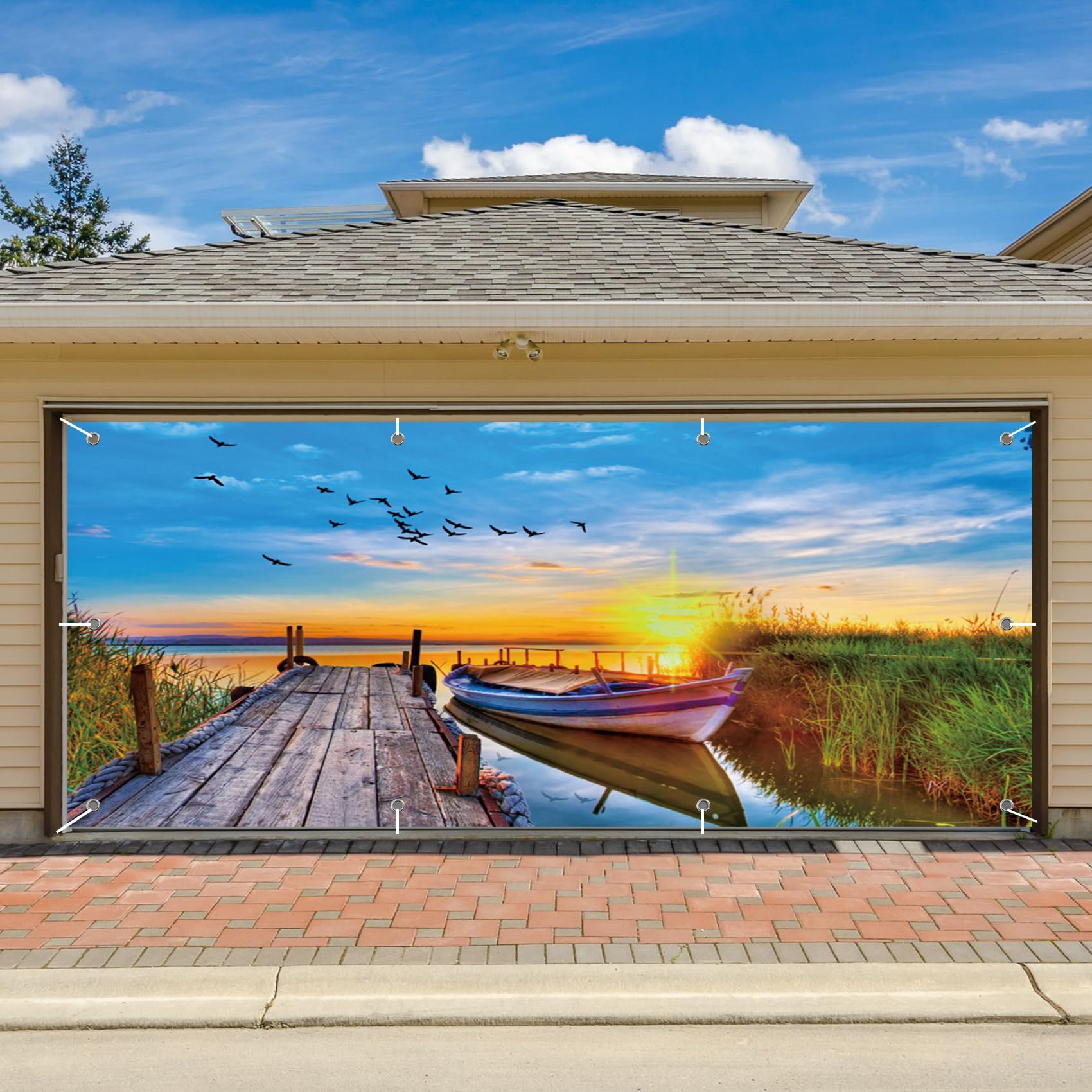 CSFOTO 6x13ft Beautiful Coast View Garage Door Decorative Banner