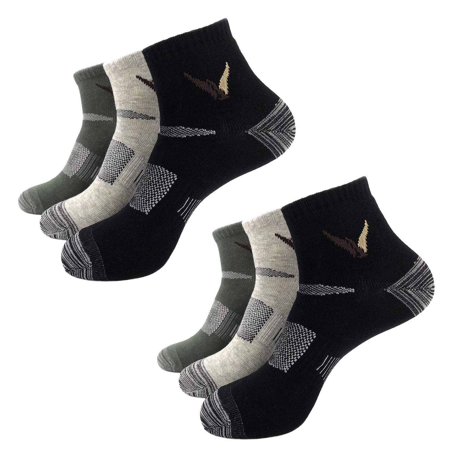 VEJOY 6 Pairs Men’s Hiking Walking Socks Wicking Breathable Sports Quarter Socks for Outdoor Adventures