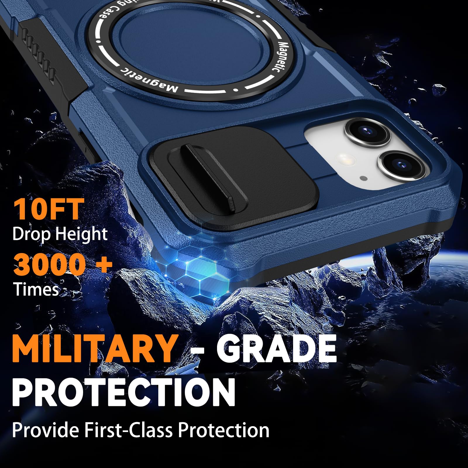 Compatible With IPhone 12 Pro / 12 6.1" Case With Camera Lens Slide Cover Magnetic Ring Stand [Compatible With MagSafe] Shockproof Heavy Duty Military - View #8