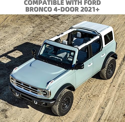 Vista 14 de JeCar Parasol de malla para el techo del bikini de longitud completa, accesorios exteriores para Ford Bronco de 4 puertas 2021 2022, color negro