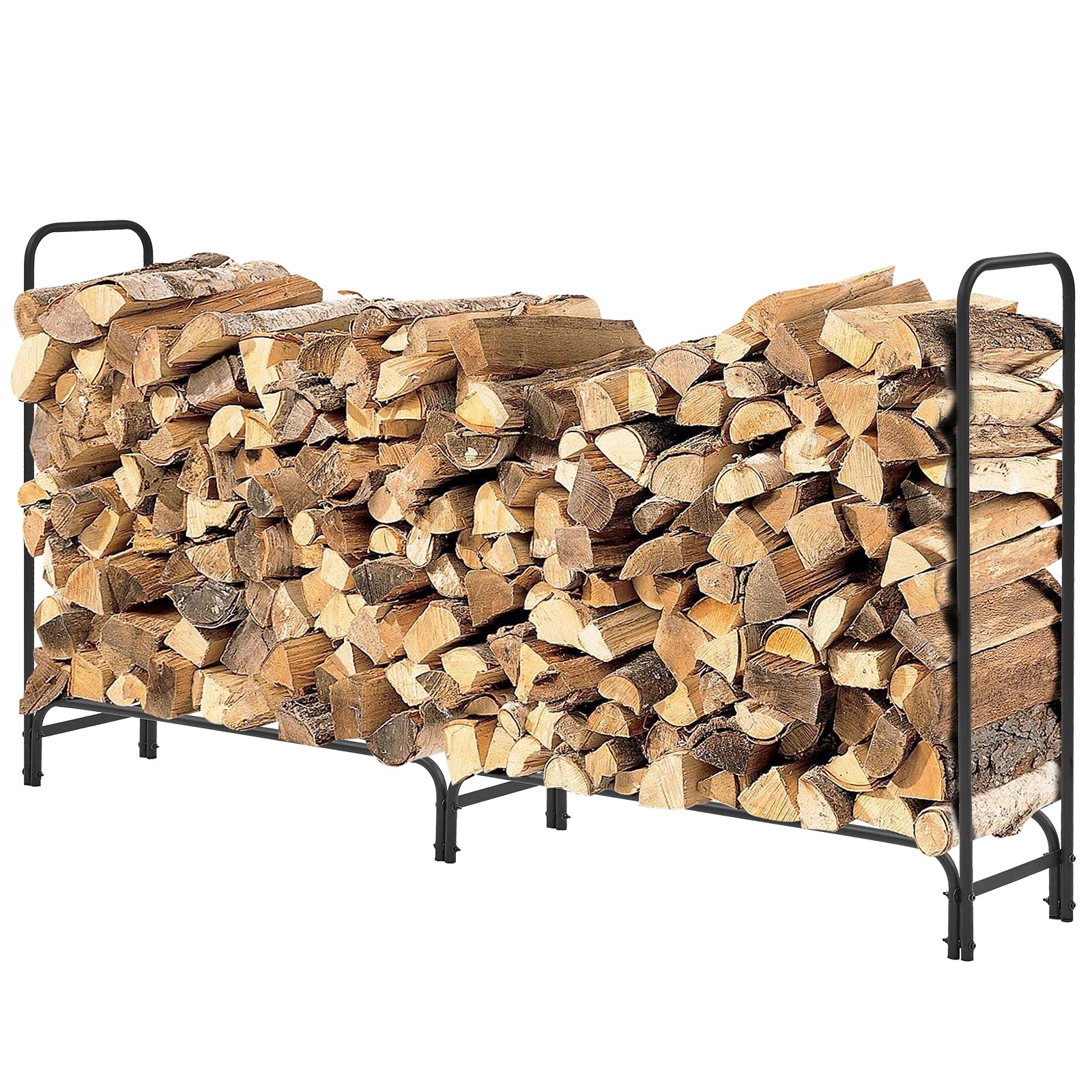 YITAHOME 8ft Outdoor Firewood Log Rack - Heavy Duty Steel, Holds 1/2 Cord, Powder Coated