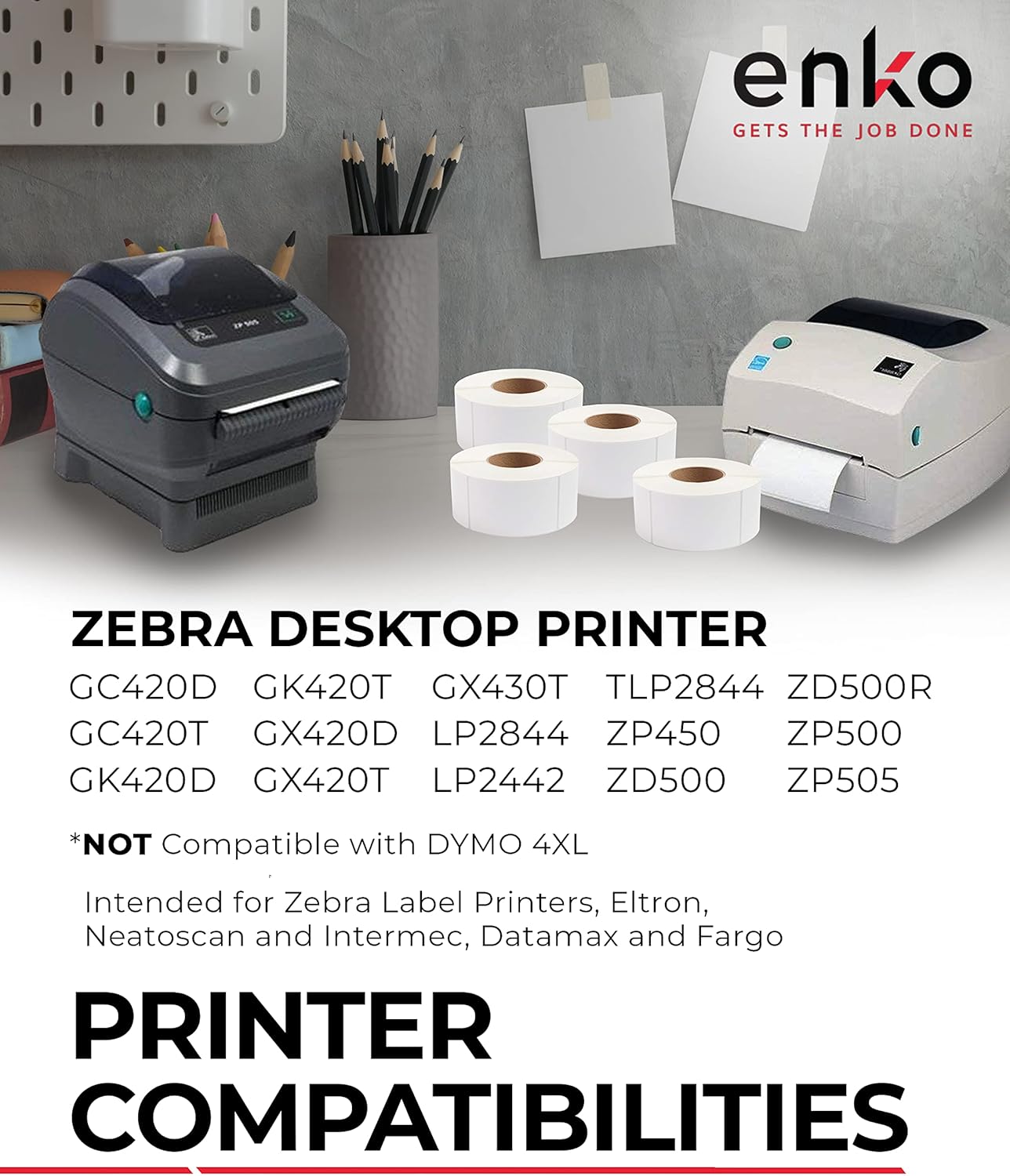 enKo [12 Rolls, 4200 Labels] 3 x 5 inches Direct Thermal Label, FBA Stickers, FNSKU Labels Compatible for Zebra/Eltron