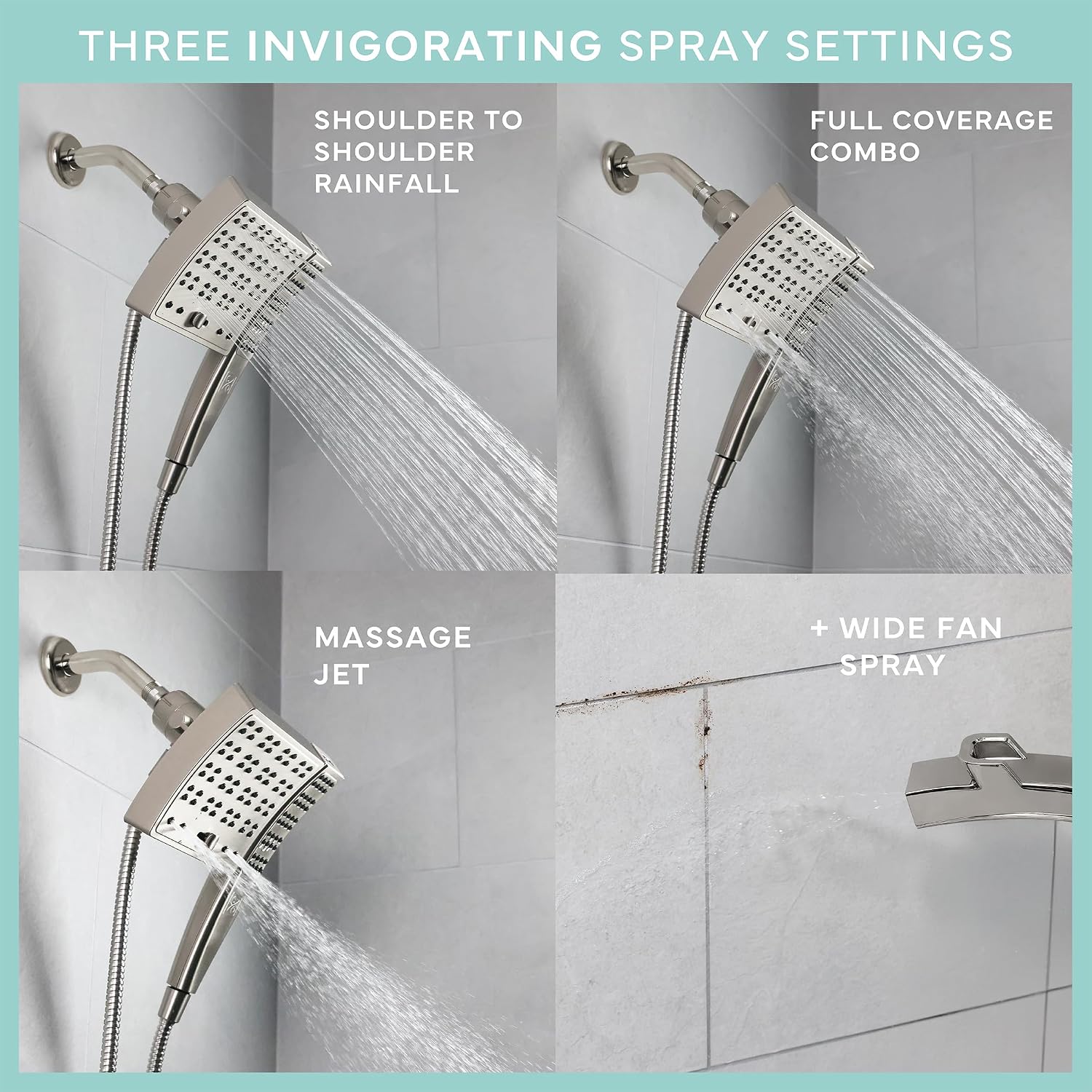 SEVENTY 3-Setting Dual Combo, Fixed and Handheld Showerhead in Brushed Nickel (12162)