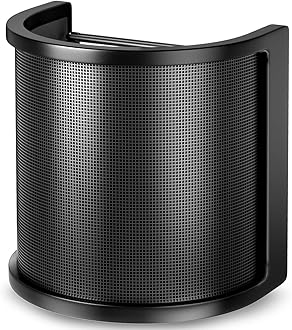 PEMOTech Handheld Metal Mesh and Foam Layer Mic Pop Filter, Microphone Isolation Shield Mask for Recording Studio Panel Acoustic Isolation