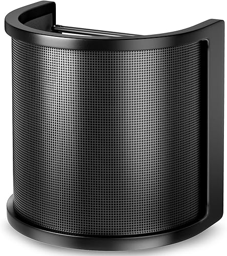 Protector de micrófono PEMOtech malla de metal y capa de espuma Micrófono de estudio de grabación Protector máscara de filtro pop parabrisas panel