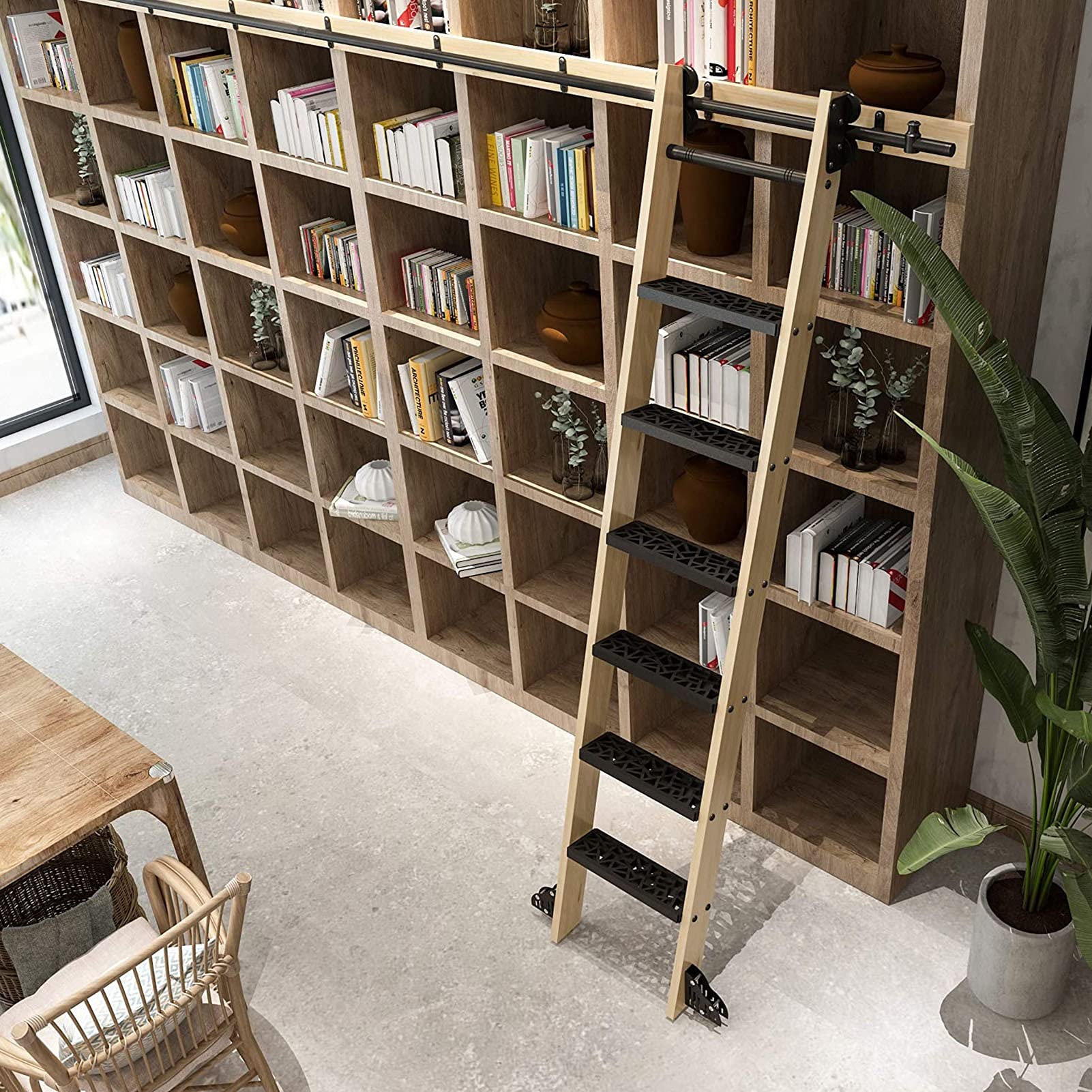 Quincaillerie pour échelle coulissante design noir rustique haut de gamme