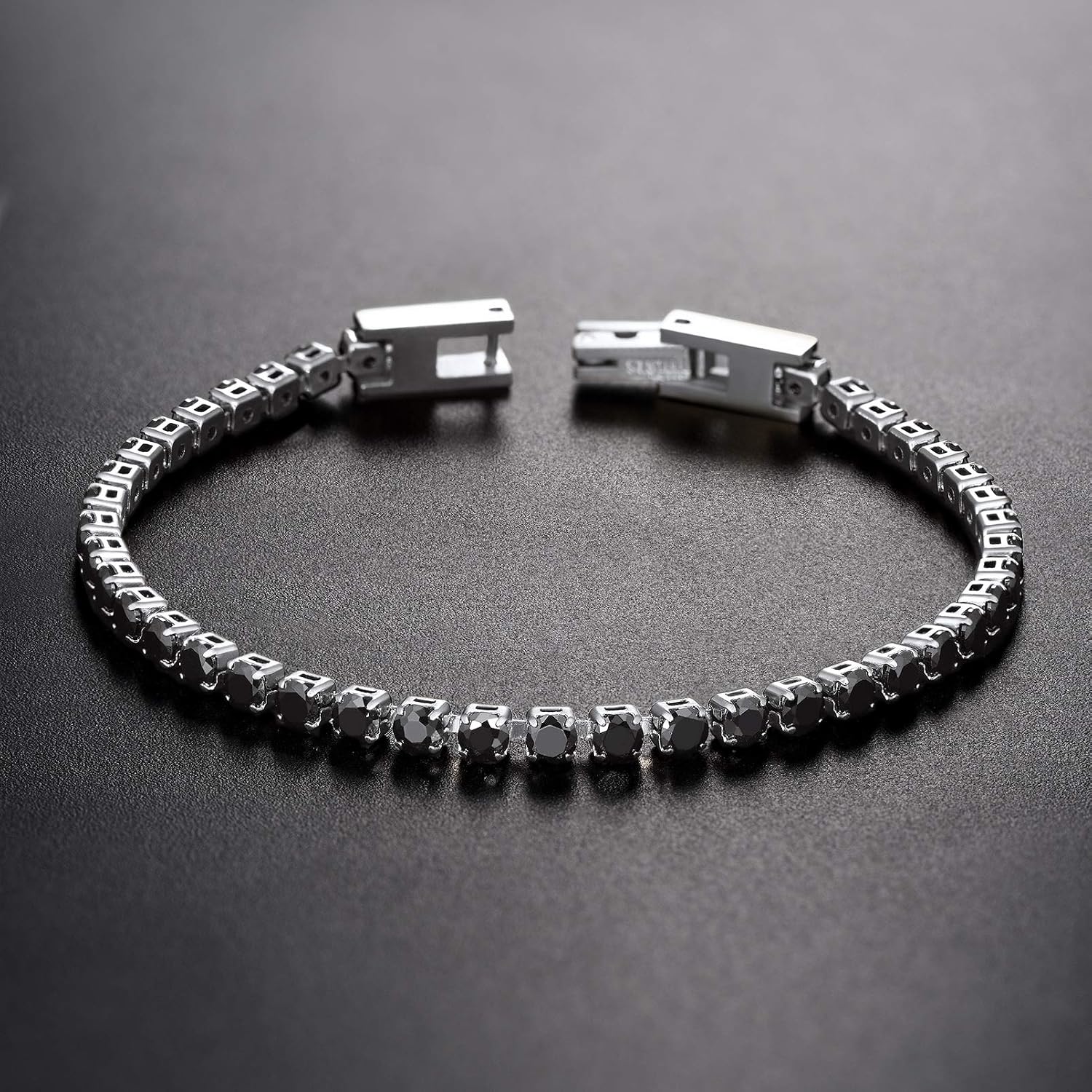 PROSTEEL Cubic Zirconiaic Tennis Bracelet for Women, 18K Gold Plated Stainless Steel Clear/Black Tennis Bracelets, Size 6.5/7.5 Inch, Come Box
