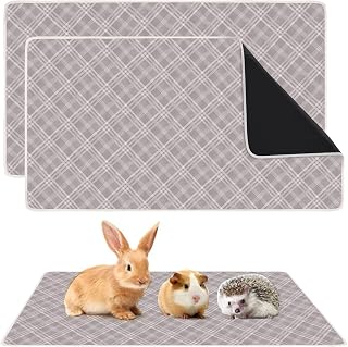 Guinea Pig Bedding Cage Liners - 2 Pack 47" X 24" Washable Waterproof Reusable Absorbent Guinea Pig Fleece Pet Pee Pads for Small Animals Cages Rabbit Hamster Rat