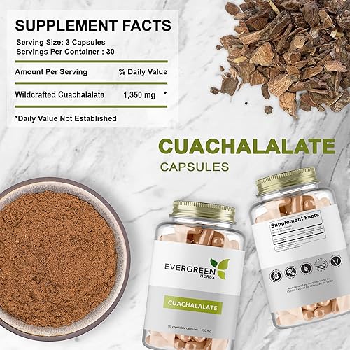 Miniatura 2 de Evergreen Herbs Cuachalalate Herb (Amphipetyglum Adstringens) - Bolsa de pie resellable para garantizar la frescura. (Cápsulas)