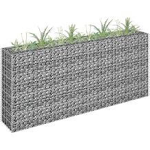 Homgoday Gabion Raised Bed, Stone Basket Raised Bed, Raised Vegetable Bed Walls Flowers Stand Outdoor Grow Box Planter Galvanised Steel 180x30x90 cm