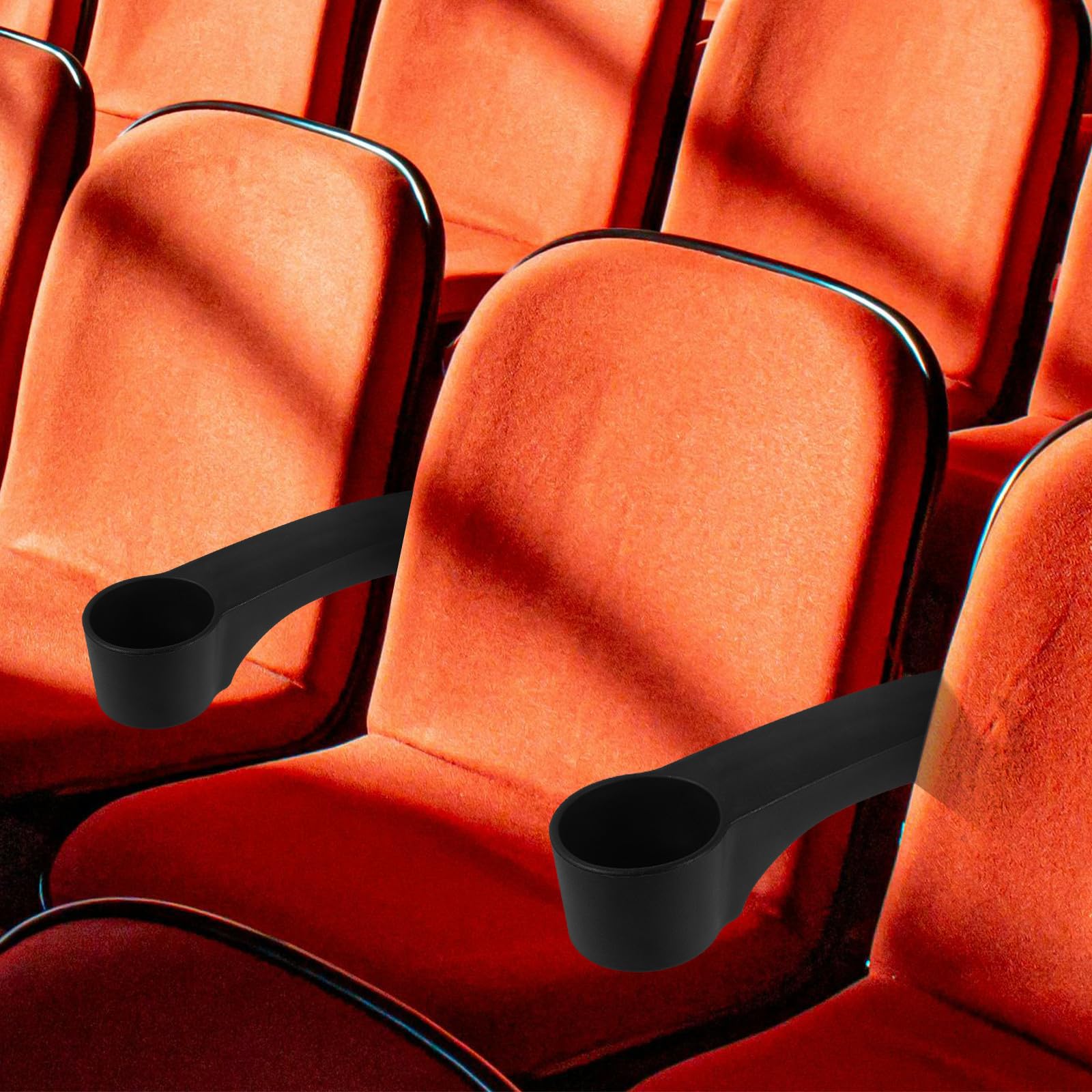 Bracciolo per Sedia da Teatro con Portatazze, Ricambio Nero Plastico