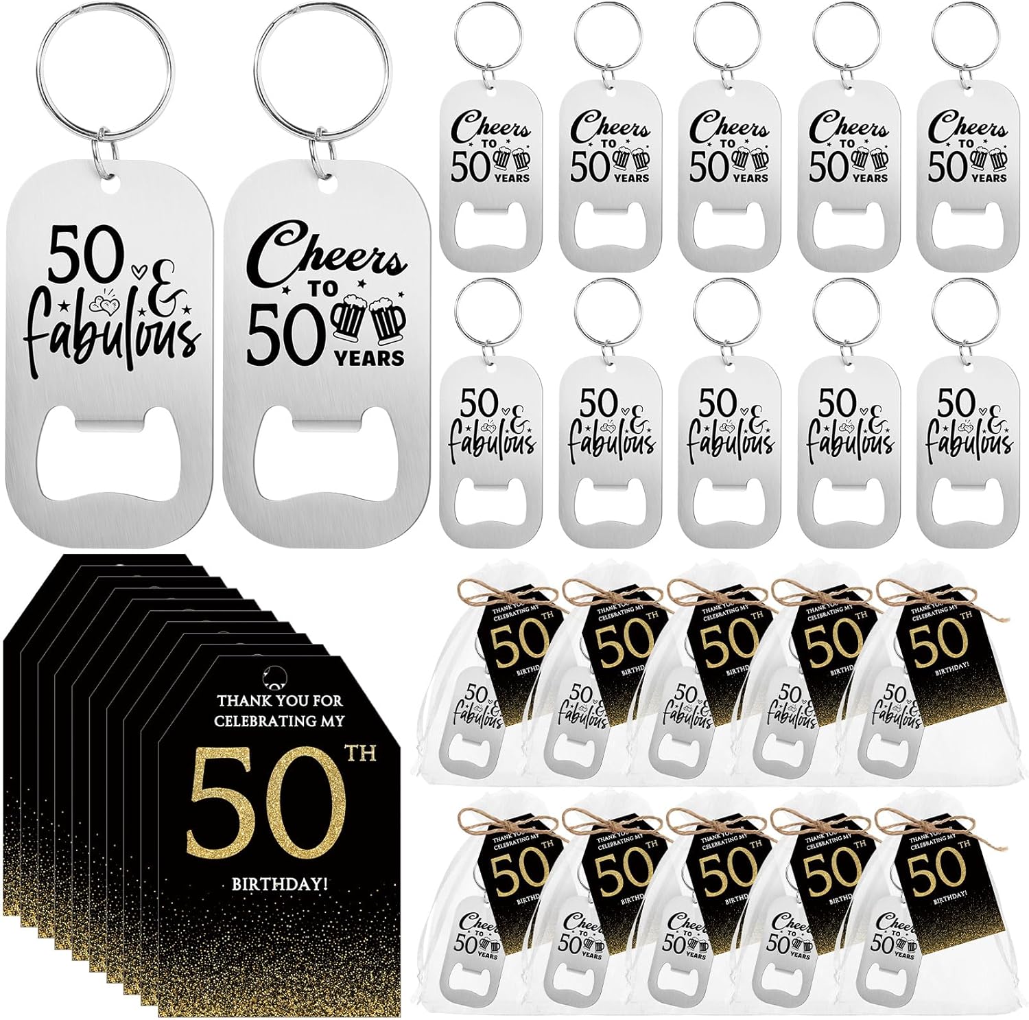 Amazon.com: Tioncy 50 Set 50th Birthday Party Favors Beer Opener ...