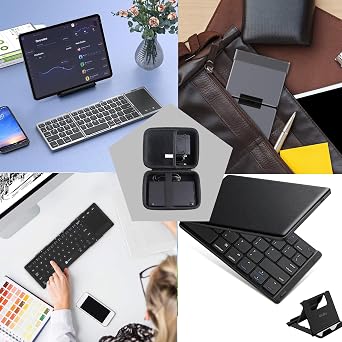 Hard EVA Carrying Case Compatible with Samsers/iClever BK08/Gimibox/ZenRich/GEODMAER Foldable Bluetooth Keyboard Case Black