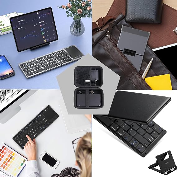 Hard EVA Carrying Case Compatible with Samsers/iClever BK08/Gimibox/ZenRich/GEODMAER Foldable Bluetooth Keyboard Case Black