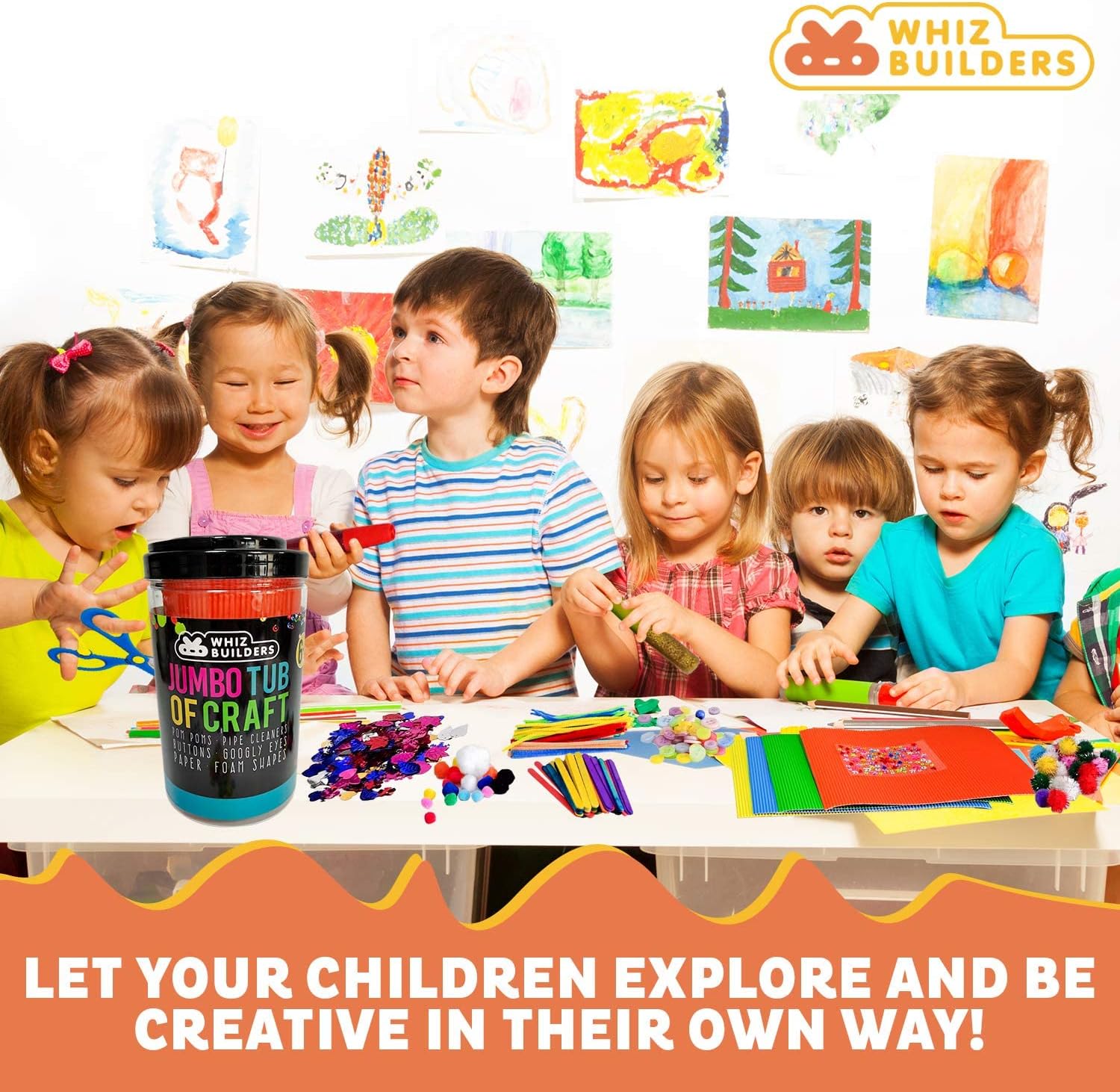 WhizBuilders Arts and Crafts Supplies Craft Kits Set : Pipe Cleaners, Pom poms, Googly Eyes, Beads, Kindergarten Preschool Homeschool Learning Activities Games for Kids & Toddlers All Ages & Years : Toys & Games