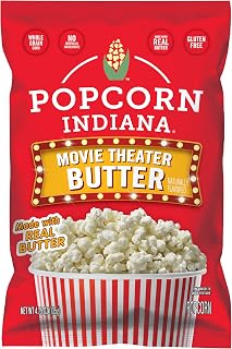 Popcorn Indiana Movie Theater Butter Popcorn 4.75oz Bag - Gluten-Free, Non-GMO, USA Grown Movie Night Snack