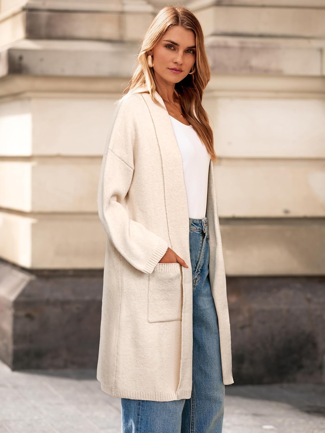 Simplee Womens Long Cardigan Sweaters Color Block Chunky Knit Oversized Sweater Coats Coatigan Fall Trendy Outwear 2025 - Image 3