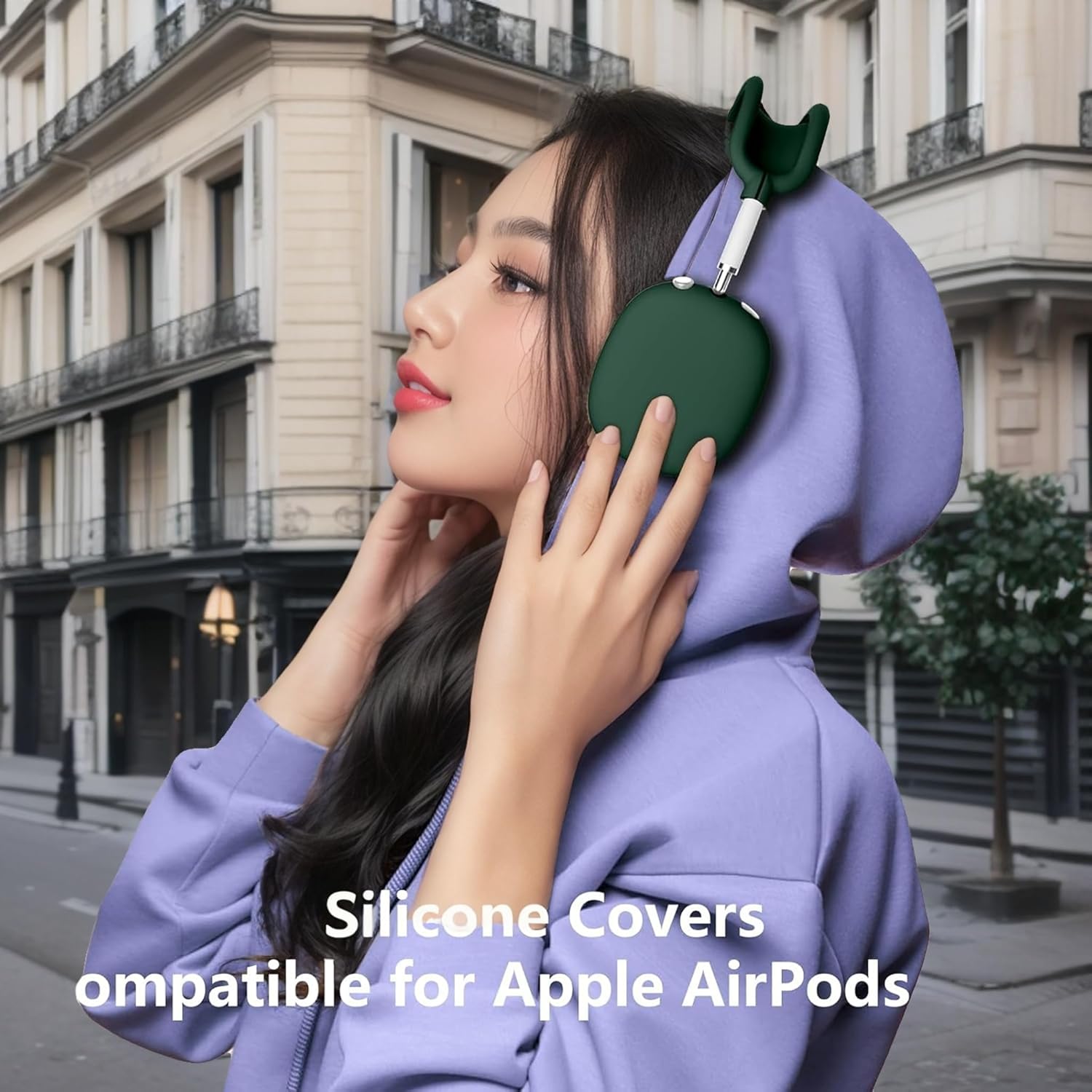 Silicone Case Cover for AirPods Max Headphones，Anti-Scratch Ear Cups Cover/Ear Pad Case Cover/Headband Cover 3 in 1 Accessories Silicone Protector for Apple AirPods Max（Dark Green） - Image 7