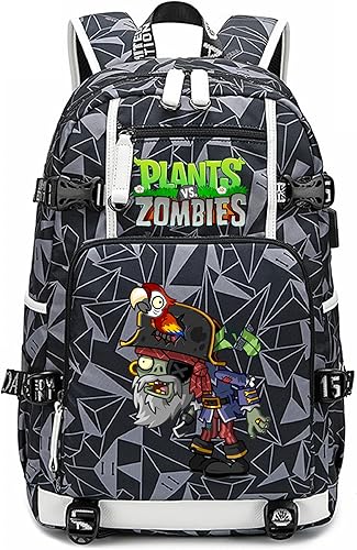 ISaikoy Game Plants vs. Zombies - Mochila de hombro para libros, mochila escolar, color gris, Gris 15, Mochilas Daypack