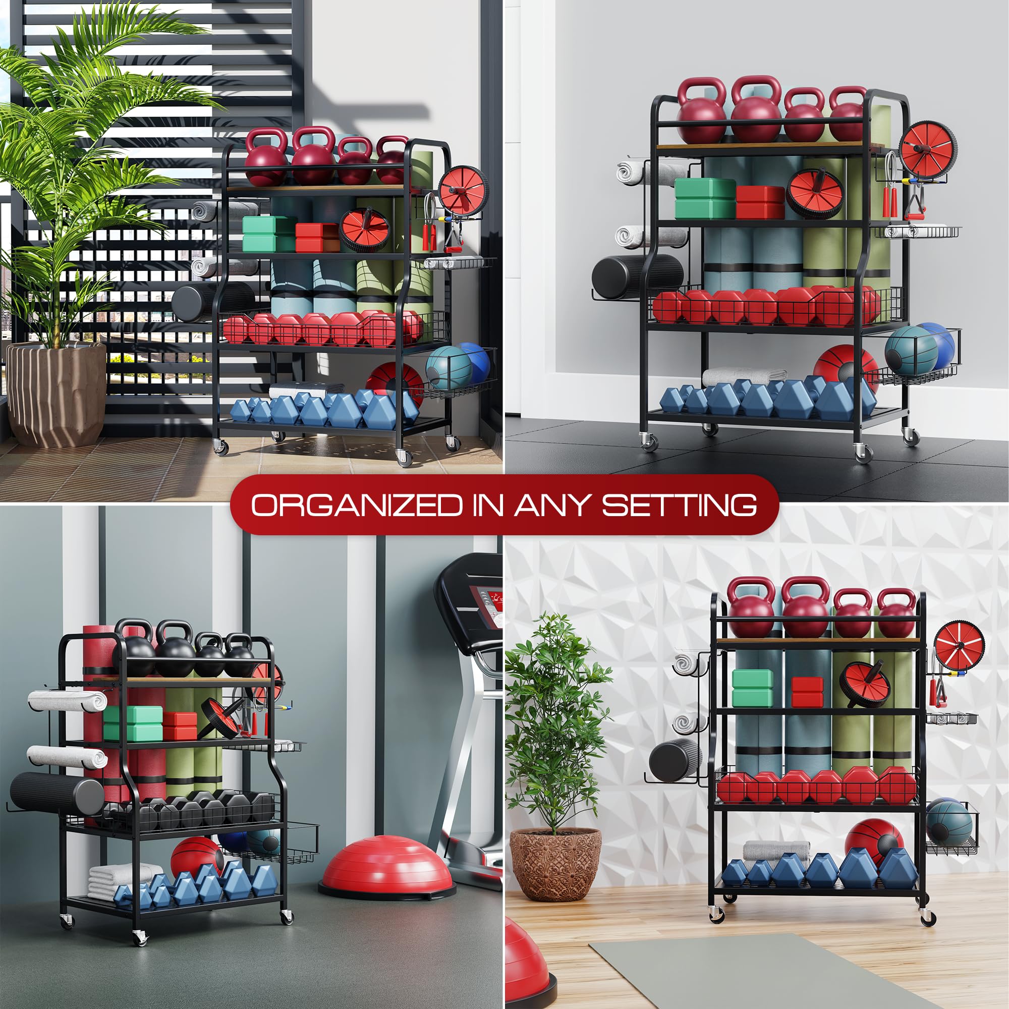 Exercise Racks Weight Rack for Home Gym - Yoga Mat Storage, Kettlebell Rack, Dumbbell ...