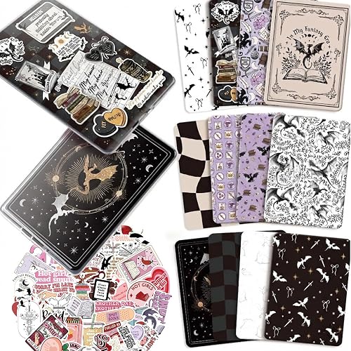 VelvetGlow 12 Pcs Einlagen aus Karton für E-Reader, 50 Stück Aufkleber für durchsichtige Hülle, 6,9„ x 4,8“ Einlagen mit Fantasy-Motiv, kompatibel mit Paper White 11. bis 12. Generation