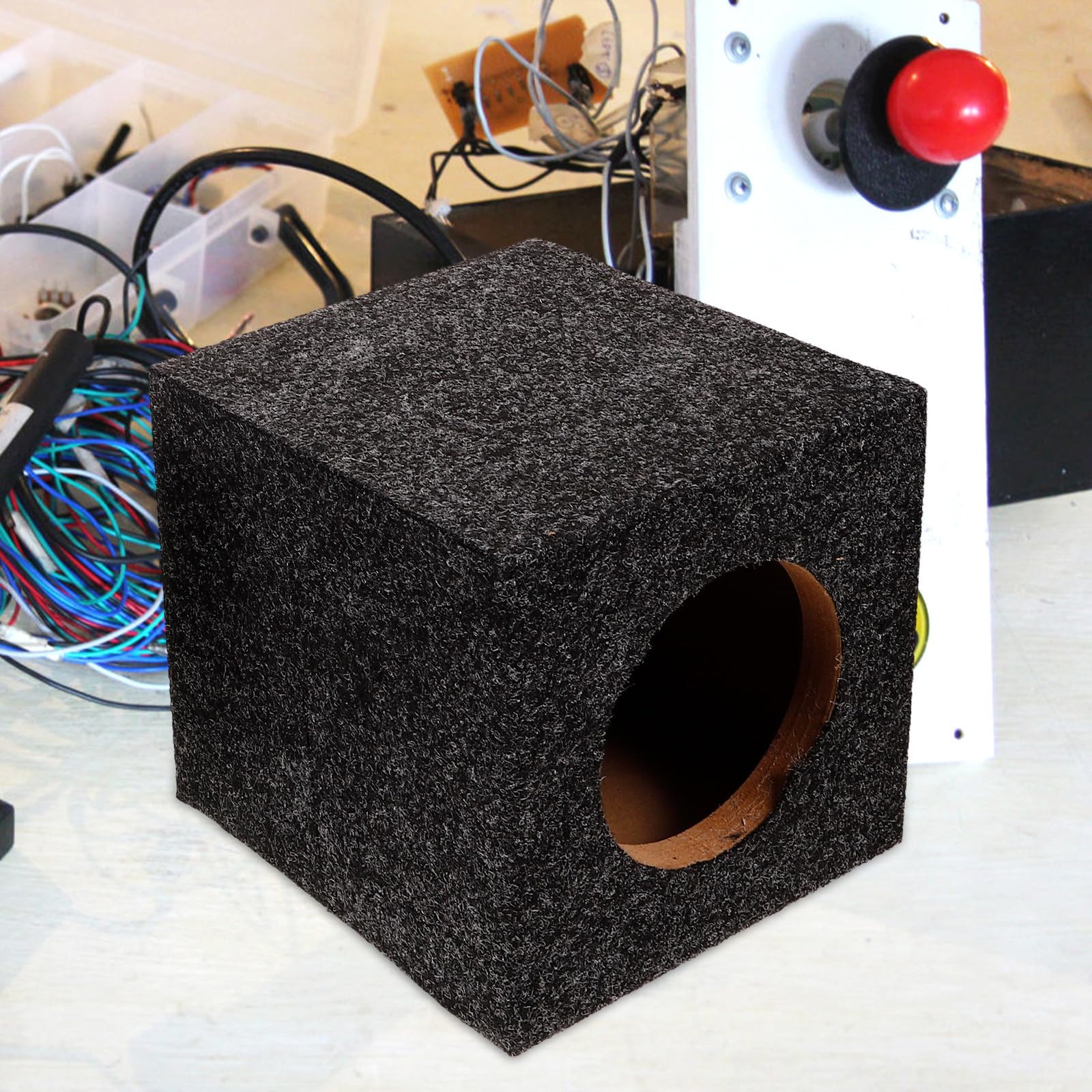 Cassa Vuota Design Robusto e Durevole in Legno Nero per Subwoofer Auto Compatibile con Impianto Audio Veicolare, per Upgrade Audio e Appassionati Fai da Te