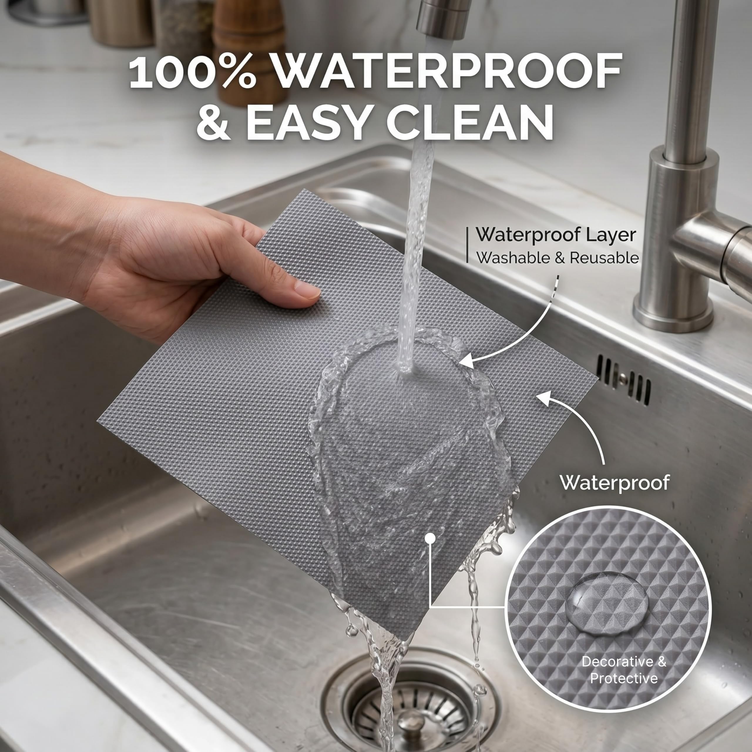 EASYHOME Premium EVA Anti-Slip Fridge Mat & Shelf Liner, Grey Diamond 4