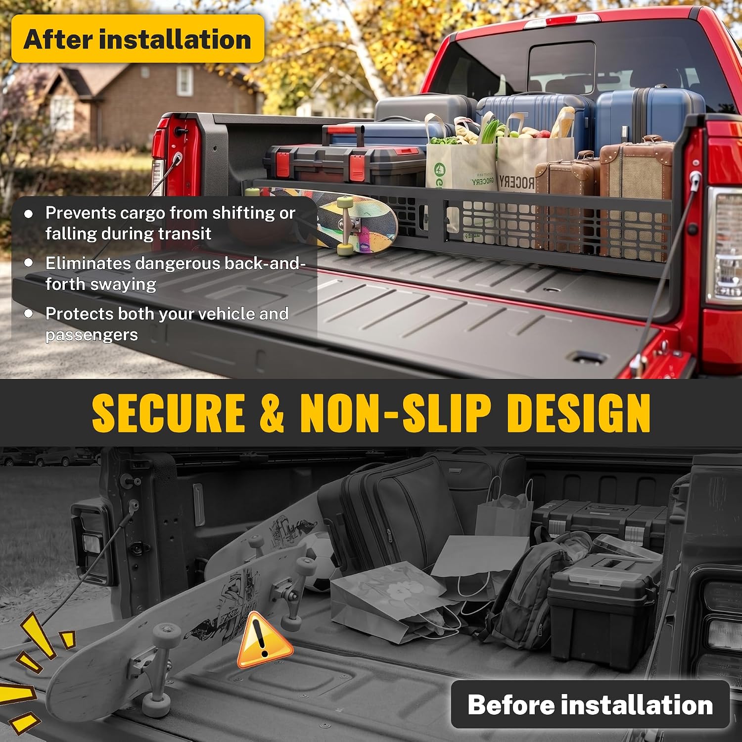 TENGBASE Truck Bed Divider Compatible with 2019-2026 Chevy Silverado & GMC Sierra 1500 – Cargo Manager with Molle Panel, Aluminum Alloy Truck Bed Organizer, Replacement Accessory